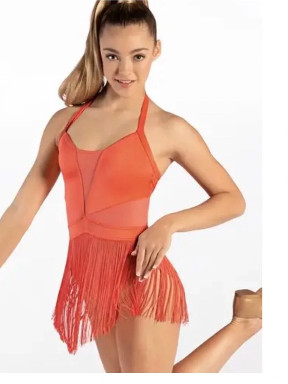 Balera Orange Fringe Ballroom Dance Costume